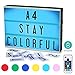 Cinema Light Box, ROTEK A4 Size 7 Colors Remote-Controlled LED Rechargeble Light Box with 189 Letters,Built-in Battery DIY Light Box for Wedding, Halloween, Chrismas,Dorm Room Decorations