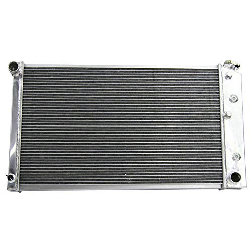 OzCoolingParts 4 Row Core Aluminum Radiator + 2 x 12" Fan w/Shroud(Cover) + Thermostat Kit for 1960-1990 61 62 65 66 87 88 89 Chevy Chevelle El Camino Truck Buick Cadillac Oldsmobile Pontiac and More