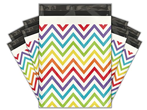 10x13 (100) Rainbow Chevron Designer Poly Mailers Shipping Envelopes Premium Printed Bags