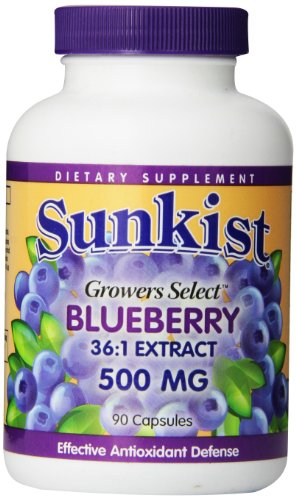 Sunkist Grower Select Blueberry Capsules, 500 mg, 90 Count Bottle