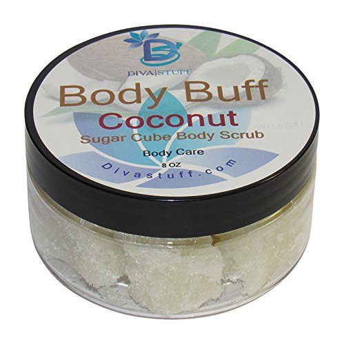 Diva Stuff Sugar Scrub, Exfoliates and Hydrates Skin,Pairs With Our Crepey Skin Cream By Diva Stuff, 8 Oz (Coconut)