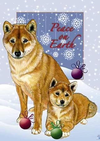 Amazon Com Shiba Inu Christmas Cards 10 Holiday Cards With Envelopes Adorable Greeting Cards Office Products