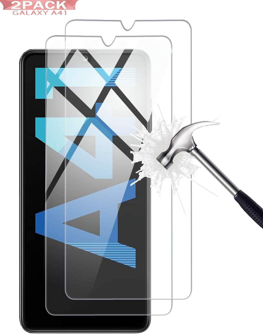 Galaxy A41 Tempered glass Screen Protector Bubble-Free Installation HD Ultra Clear shatterproof Scratch Resistant 9H Hardness Premium HD Clear Film Tempered Glass for Samsung Galaxy A41 (2 PACK))