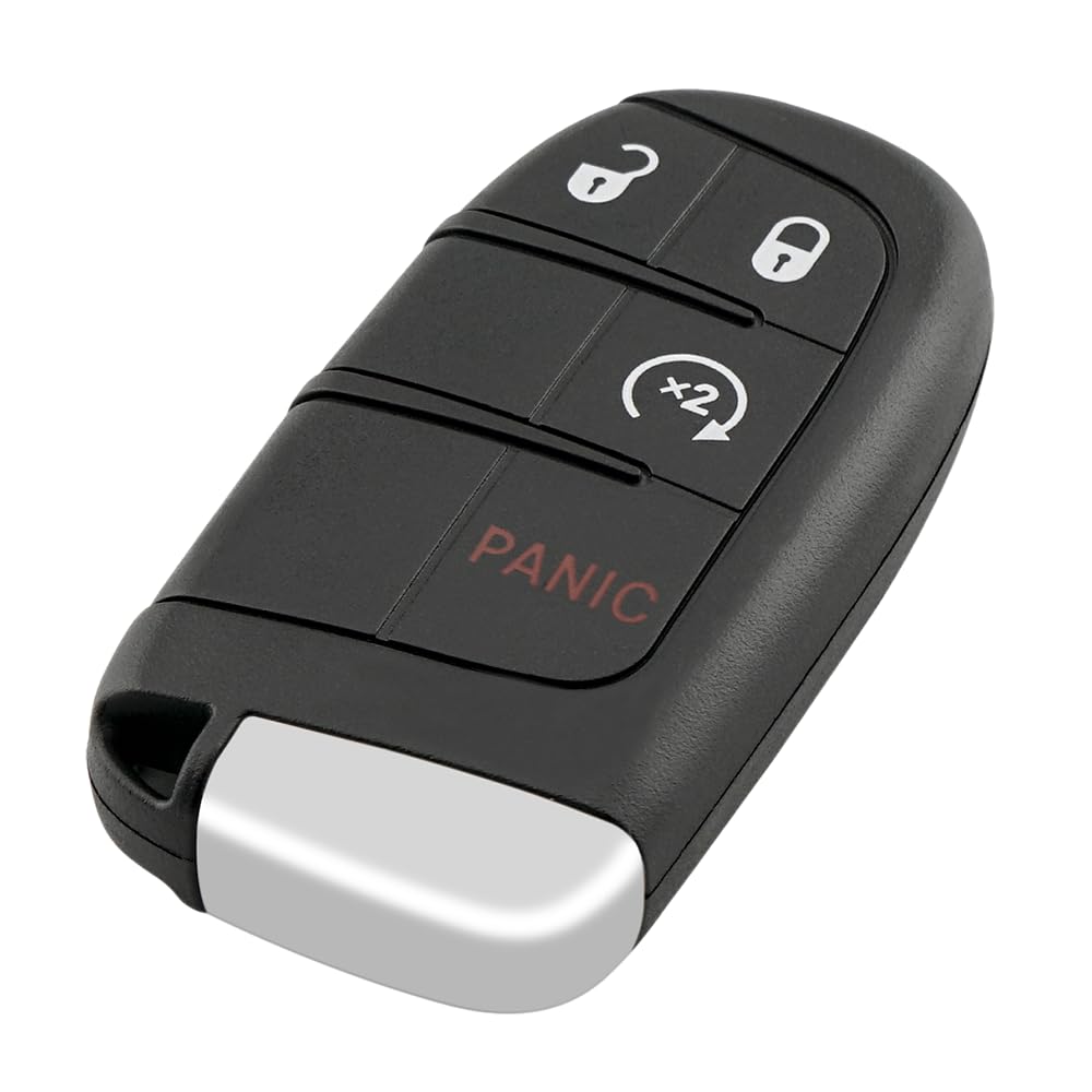 Photo 1 of Key Fob Cover Shell Case Replacement 4 Buttons Key Fob Remote Control Shell Case - Compatible for Jeep Renegade Compass 2015-2018 2020 for Fiat 500 500x - Replace Part M3N-40821302