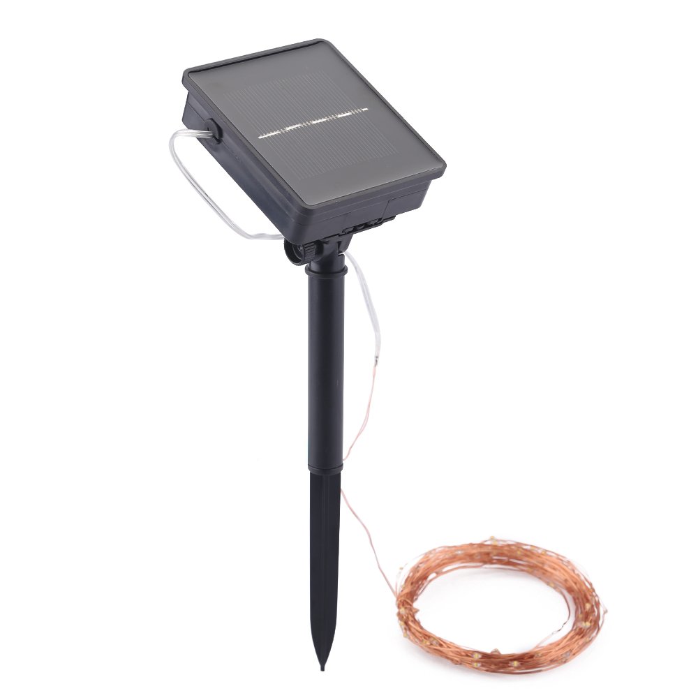 Luces decoración solares, AGM 33 ft 100 LED 10 metros luces de cadena en alambre de cobre impermeable con 8 modos de iluminación para al aire libre, jardines, casas, patios, fiesta de Navidad y todas las decoraciones