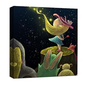 Canvas Wall Art Fairy Tale Story Painting Artwork for Home Decor Framed for Children - 12x12 inches