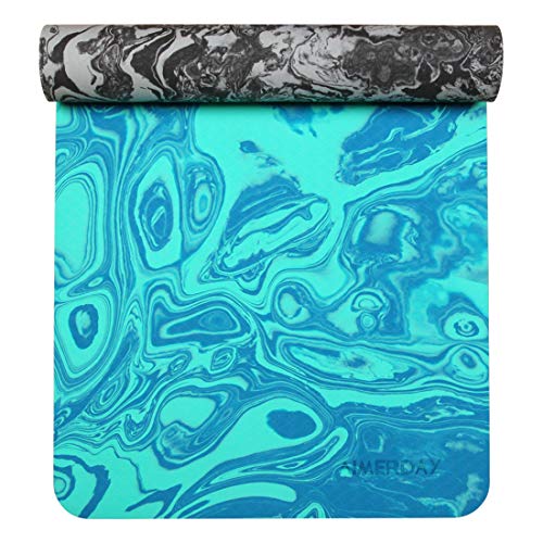 AIMERDAY Non Slip Yoga Mat Eco Friendly TPE Exercise Mat Premium Print 1/4 Inch Thick High Density Lightweight Pilates Mat with Carrying Strap for Floor Workout, Fitness & Hot Yoga 72″ x 24″