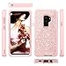 Tobomoco Phone Case Compatible with Samsung Galaxy S9 Plus, Cute Bling Sparkle Glitter Slim Heavy Duty Shockproof 3 in 1 Hybrid Hard PC Soft TPU Bumper Protective Case Cover for Women, Rose Gold