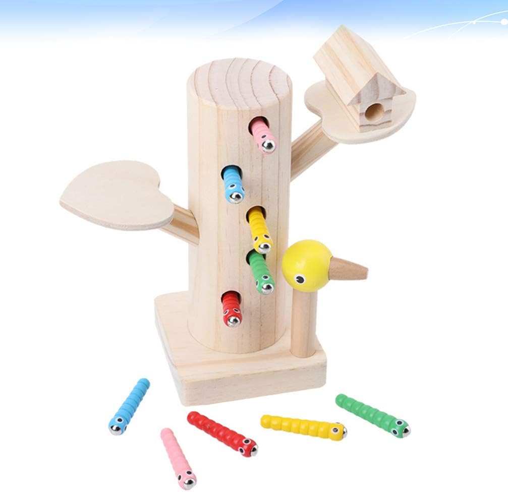 Exceart 1 Set Catch Worm Game Toy Wood 