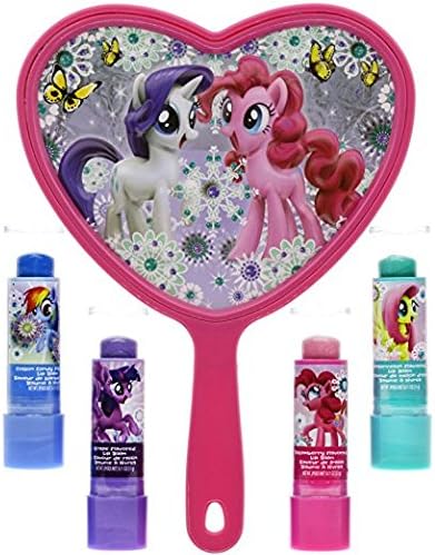 My Little Pony Cosmetic Gift Set with 4 lip balm and mirror featuring Pinkie Pie and Rarity