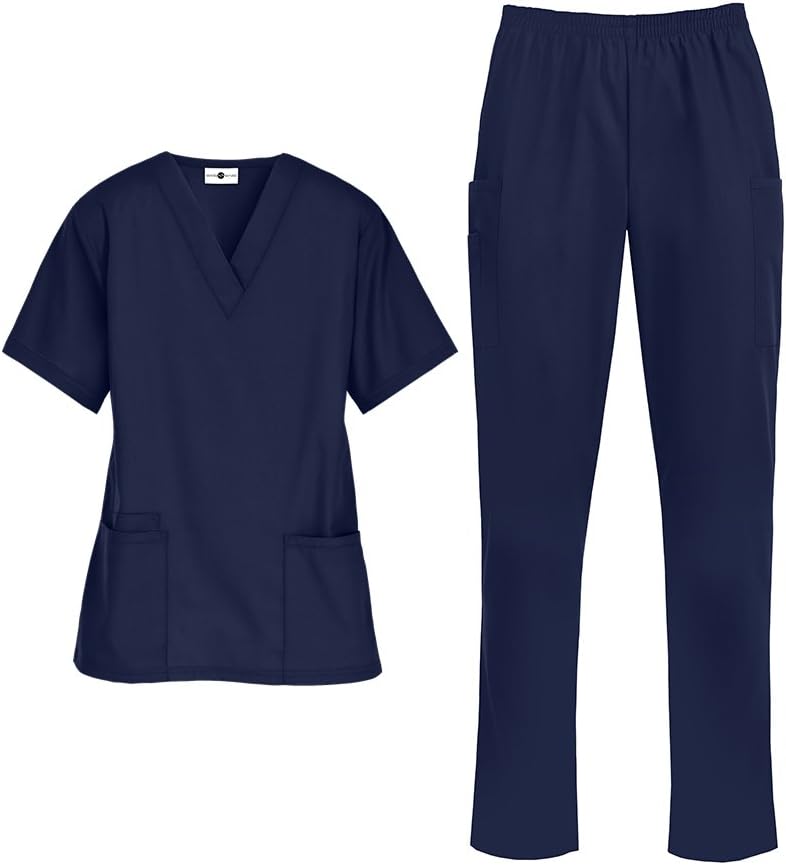 Women’s Scrub Set (XS-3X, 14 Colors) – Includes V-Neck Top and Elastic Pant