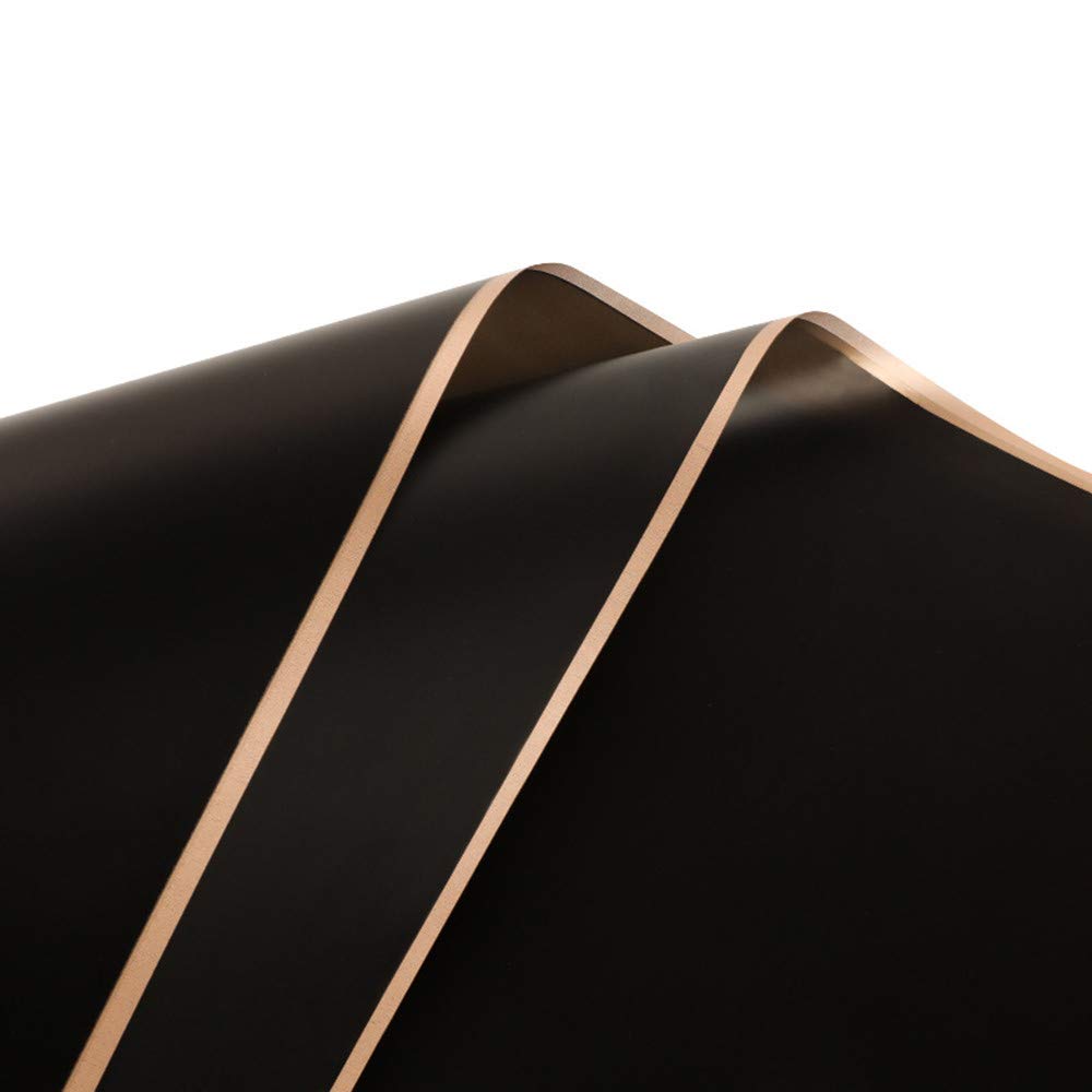 20 Sheets 58cm Simple Waterproof Double Sided Flower Wrapping Paper Florist Bouquet Packaging for Wrapping Fresh Flowers, Gift Box Packaging (Black & Phnom Penh)