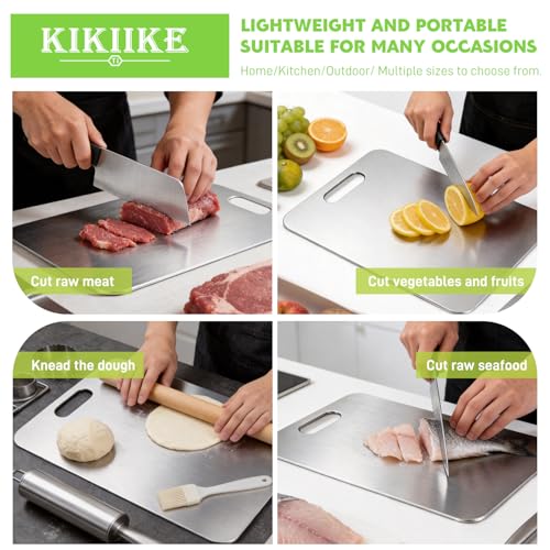 Titanium Cutting Board 3-Piece Set Pure Titanium Cutting Boards for Kitchen - Double-Sided Food-Grade Chopping Board Non-Stick Durable and Easy to Clean (M/L/XL 3-Piece Set)