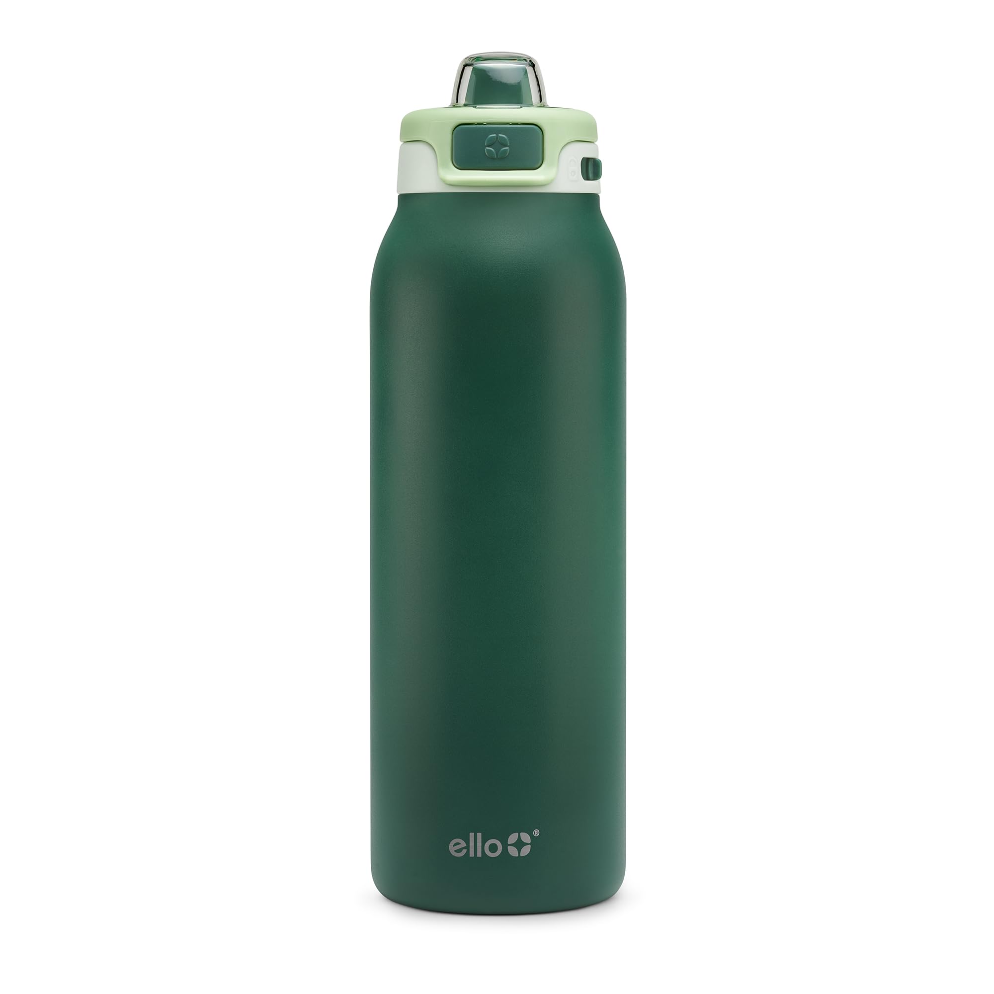 Photo 1 of ***LID LATCH BROKEN*** Ello Pop & Fill 32oz Stainless Steel Water Bottle with Quick Fill Technology, Double Walled and Vacuum Insulated Metal, Leak Proof Locking Lid, Sip and Chug, Reusable, BPA Free, Forest Mist