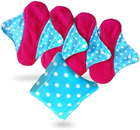 Period Mate Set of Four X-Small 8 Inches Long Reusable Pantie Liners Cloth Pads (Sky Blue)