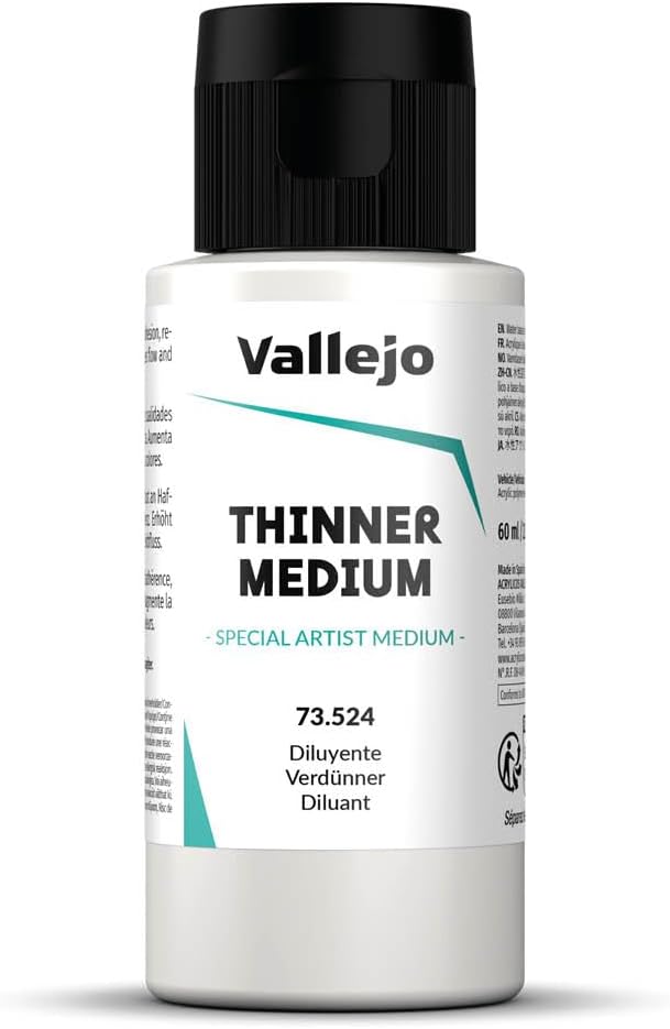 Vallejo Thinner 60ml - Colorless Solvent for Acrylic Paints
