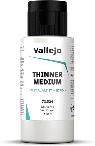 Vallejo Thinner 60ml - Colorless Solvent for Acrylic Paints