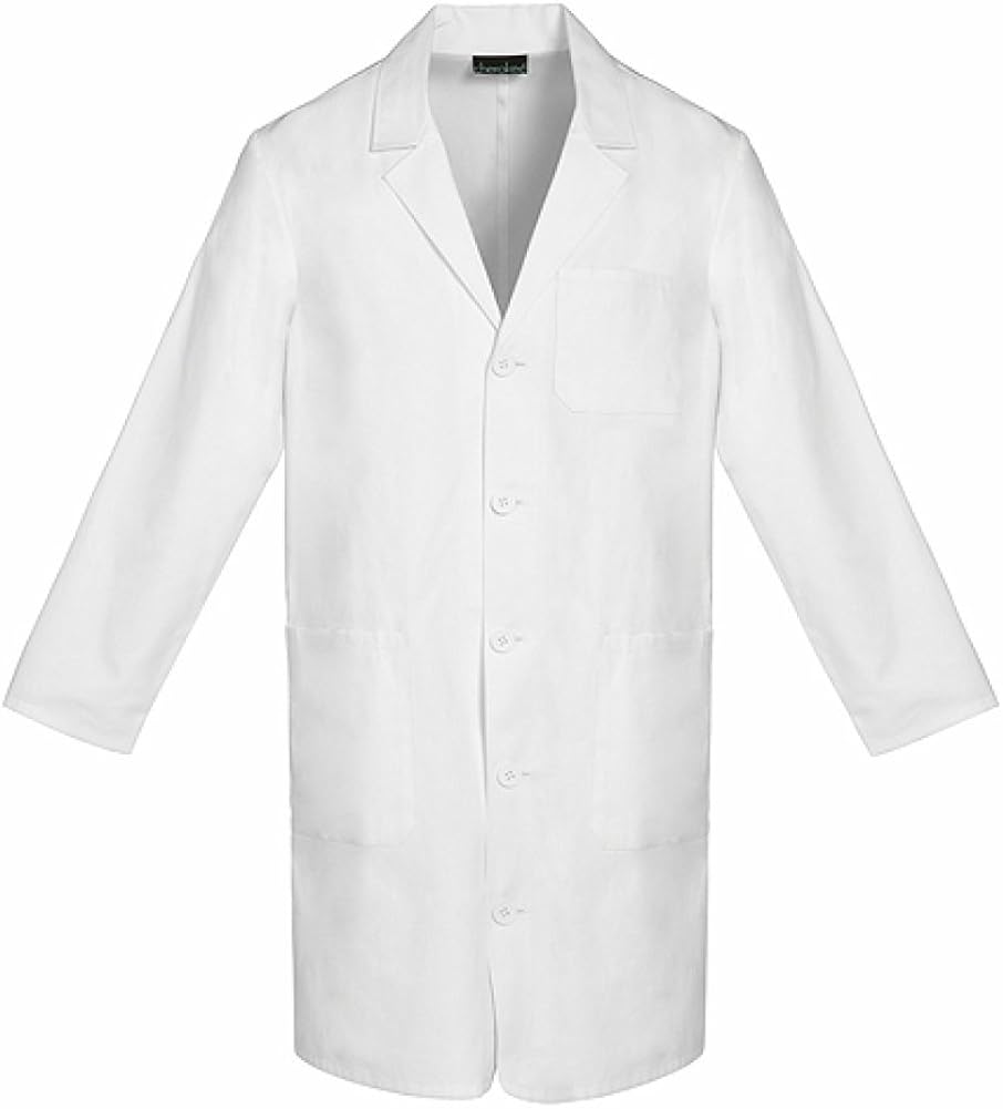 CHEROKEE Men's 40 Inch Unisex Lab Coat, White, Small Clothing