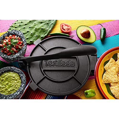 Tortillada Tortilla Press, Quesadilla/Roti Maker (8 Inch) Cast Iron