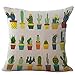 Set of 4 Throw Pillow Covers, YIFAN Tropical Cactus Plants Pattern Polyester Ramie Square Pillow Cover Decorative Cushion Case Pillowcase Home Decor 17.717.7 Inch
