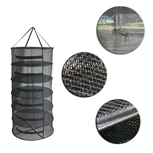 EACHON Herb Drying Rack Hanging Dry Net Durable Mesh Collapsible Hanging Dryer with Zipper Net Lights Carrying Case Indoor & Outdoor (6 Layer) (Black 23.555.5) - Thumbnail 2