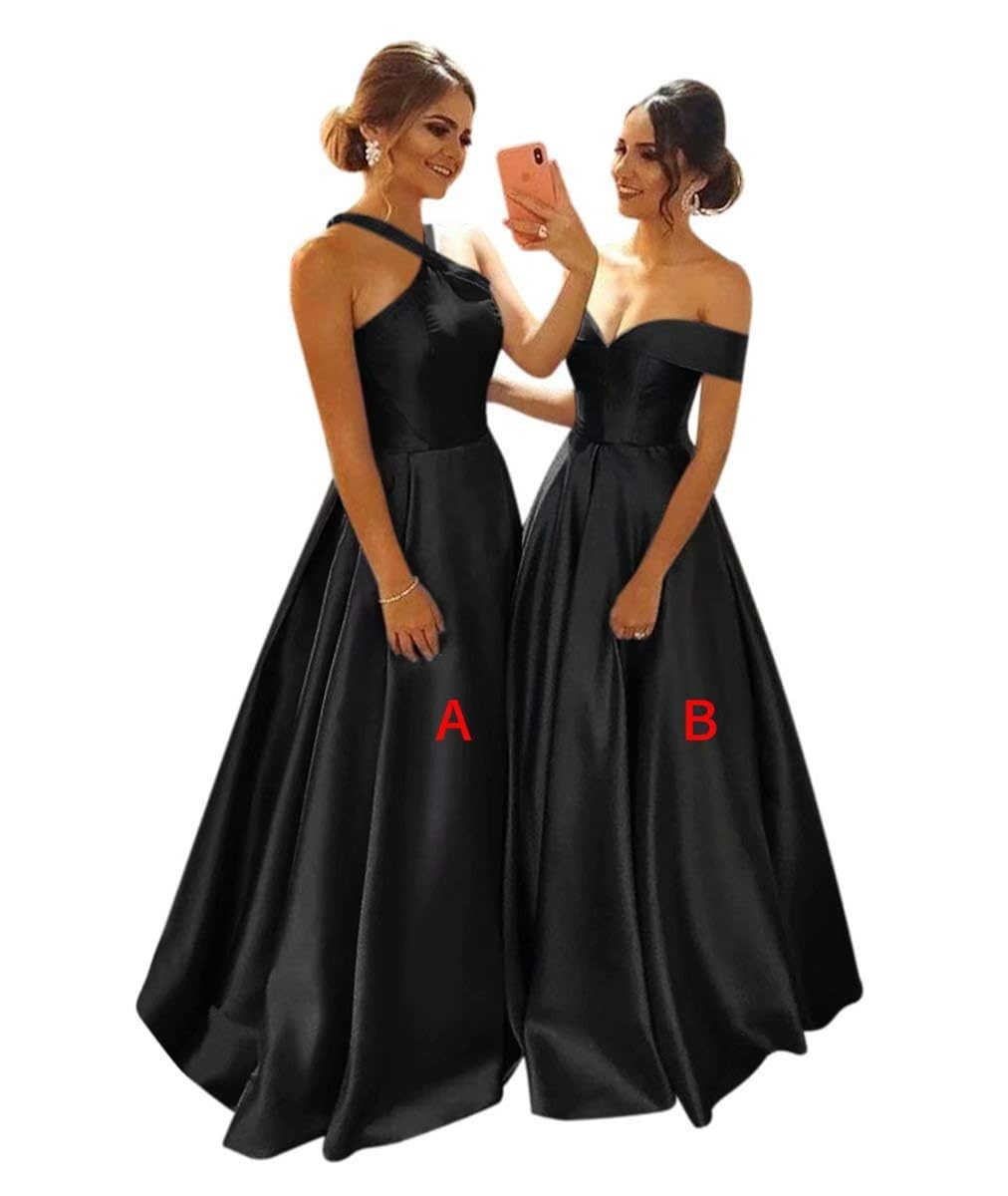 Buy ElenaDressy Bridesmaid Dresses Long ALine Satin Prom Gown Wedding Guest Dress for Women