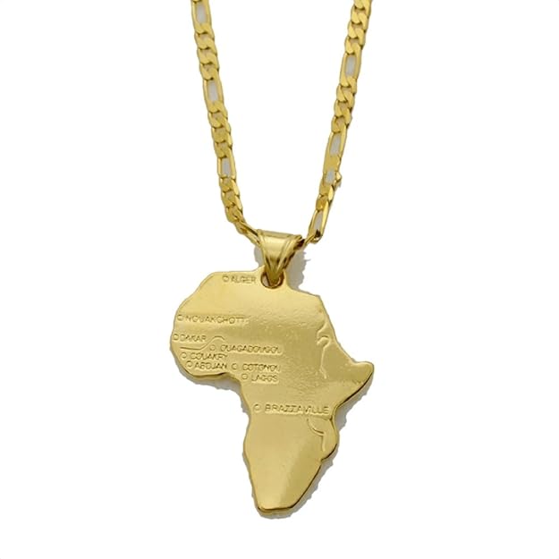 Africa Map 18k Gold Plated Pendant Necklace African Jewellery (45
