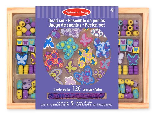 Melissa & Doug Butterfly Friends Wooden Bead Set With 120 Beads for Jewelry-Making