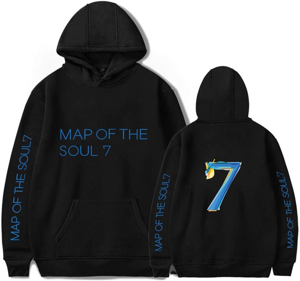 BTS Hoodies Hip Hop Sweatshirt Signature Map of The Soul: 7 Printed Pullover College Jumper Sweater Suga Jin Jimin Jung Kook J-Hope Rap-Monster V