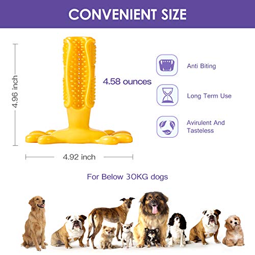 VOVO Chew Toy Pet Toothbrush - Teeth Cleaning Toy for Dogs - Oral Care Brushing Stick - 360Â° Soft Bristles - 100% Safe Food Grade Material - Healthy Mouth & Gums - Practical Holding Base