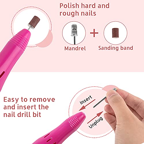 Electric Manicure Nail Drill Portable Nail Buffer Kit, Fingernail File Machine Finger Nail