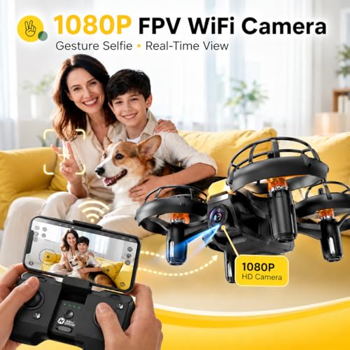 Holy Stone HS420 Mini Drone with 1080P HD FPV Camera for Kids Adults Beginners, Pocket RC Quadcopter with 3 Batteries 1Carrying Case,Toss to Launch,Gesture Selfie, Altitude Hold, Circle Fly