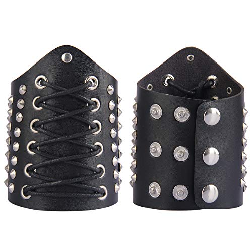 GelConnie Spike Leather Gauntlet Wristband Medieval Bracers Viking