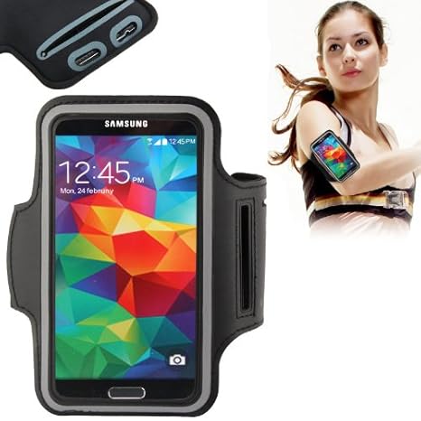 Eloja® Sport Armband Neopren Tasche Armtasche, Schwarz Sportarmband Hülle Handytasche für Samsung Galaxy S7 S6 Edge S5 S4 S3 