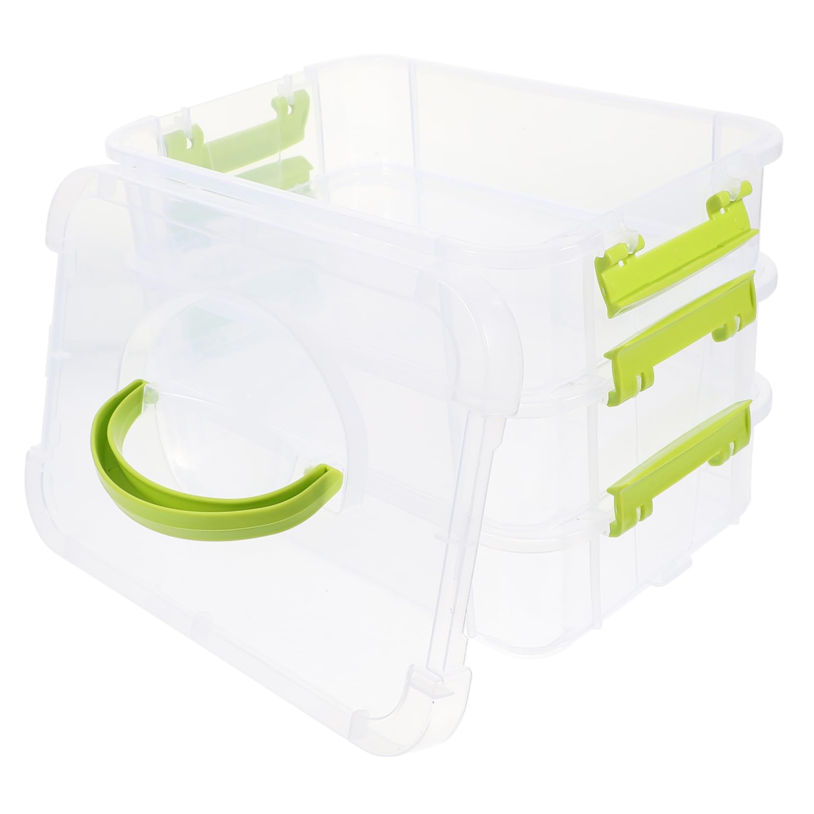 Tool Box Three Layer Storage Box Building Sets Clear Stackable Storage Bin with Lid 3 Tier Organizer Box Office Decorations Christmas Carry Box for Handbag Craft Box