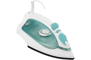 VETTA 1,200-Watt Nonstick Steam Iron, Adjustable Thermostat, Steam, Spray, Dry Functions, 160 ml Water Tank, Self-cleaning, Long 8 ft. Rotating Power Cable, White