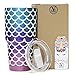 YIQIGO 30 oz. Double Wall Stainless Steel Vacuum Insulation Travel Mug Crystal Clear Lid Water Coffee Cup - Works Great for Ice Drink, Hot Beverage (mermaid)