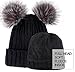 Arctic Paw Women's Black Beanie for Winter Chunky Knit Pompom Ski Snowboard Beanie Hat