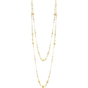 Dazylleco Layered Gold Long Necklaces for Women Natural Stone Beaded Sweater Chain Statement Double Strand Trendy Jewelry Gif