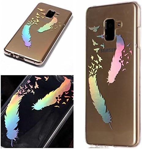 Find box Galaxy A8 Plus 2018 Case, TPU Rubber Gel Shock-Absorption Bumper, Anti-Scratch Transparent Back Silicone Back Cover for Samsung Galaxy A8 Plus 2018 Feather