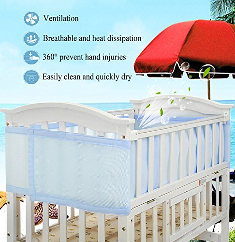 Holoras Baby Mesh Crib Liner Bumper, Nursery Crib Bumper for Standard Cribs, Machine Washable and Adjustable Velcro, 2 Panels, Blue