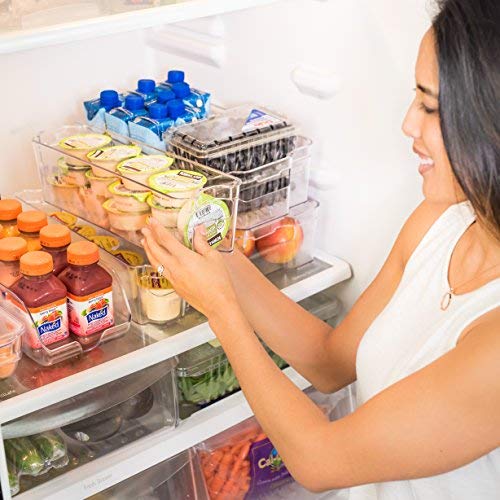 Adorn Home 6 Piece Refrigerator/Freezer Organizer Bins with Handles | Stackable Storage Containers | Pantry Storage Bins | Clear | 6 - PC. Set | - Thumbnail 4
