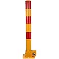 Garneck Parking Bollard Parking Traffic Iron Art Tube Pole Barrier with Lock Car Parking Protection Posts for Home Garage Street Decor