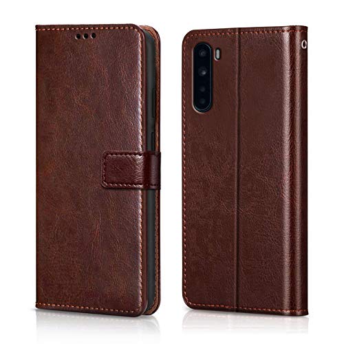 WOW Imagine OnePlus Nord Flip Case | Leather Finish | Inside TPU with Card Pockets & Stand | Magnetic Closure | Shock Pr