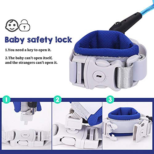 OFUN Toddler Leash for Walking, Toddler Safety Harness 2 in 1 Kids Anti Lost Wrist Link, Safety Harness with Lock, 8.2ft Dark Blue
