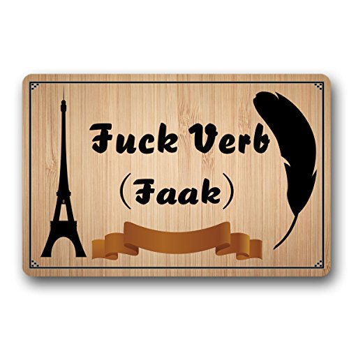 Bernie Gresham Fuck Verb(Faak) Unique Personal Design Entrance Floor Mat Indoor Outdoor Decorative Doormat Bathroom Mat 18" x 30"