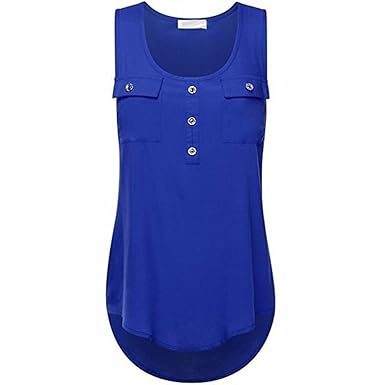 Grundlegendes T-Shirt der Frauen beiläufiger Oansatz Knopf Sleeveless Weste reizvolle lose Trägershirts HUYURI