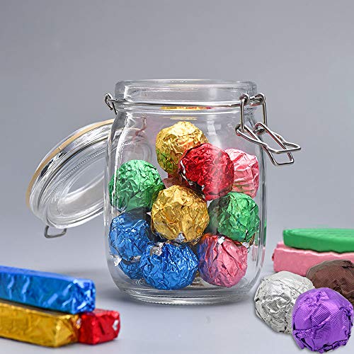Dreamtop 800 Pieces 3.15"x3.15" Square 8 Colors Chocolate Candy Wrappers Aluminium Foil Packaging for DIY Chocolate Candy Packaging and Decoration