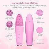 Sonic Silicone Facial Cleansing Brush, Waterproof Rechargeable Skin Cleanser Anti-Aging Face Massager Deep Cleansing Remove Blackhead and Skin Care for All Skin Types, 7 Speed Vibration