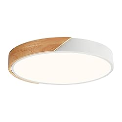 Vikaey Modern LED Ceiling Light, Minimalist Wood